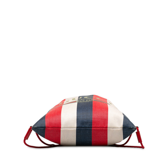 Pre-Loved Gucci Canvas Sylvie Stripe Logo Drawstring Backpack - Picture 4 of 9